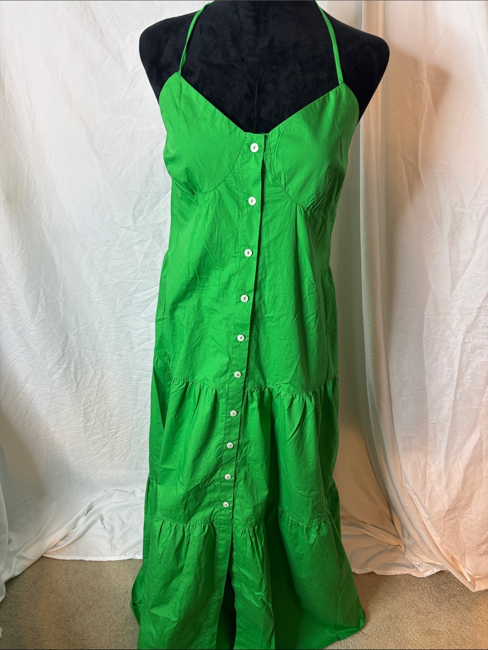 Fashion Nova Green Maxi Dress with Buttons